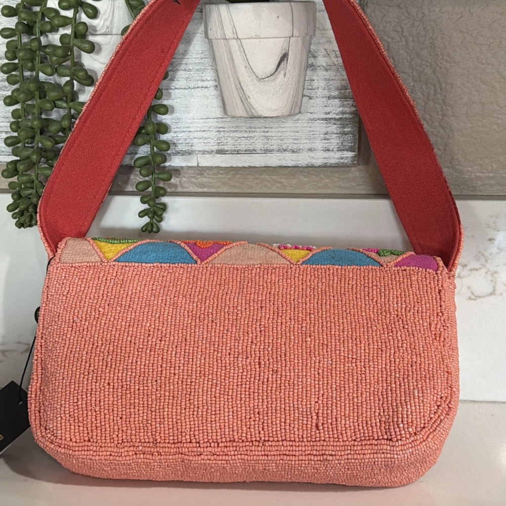 America & Beyond Beaded Fruit & Flower Summer Tropical Embellished Shoulder Bag - Picture 6 of 8